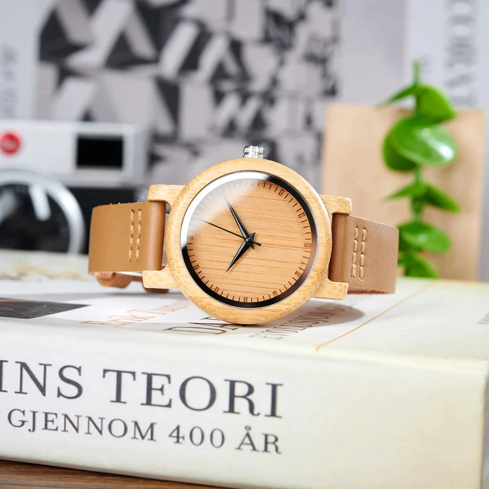 Montre en bambou naturel à cadran en bois, vue 3, King Watch