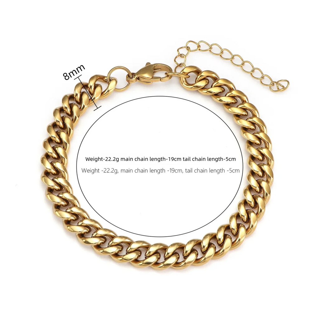 Bracelet chaîne maille en acier inoxydable, finition dorée ou argentée, vue 7, King Watch