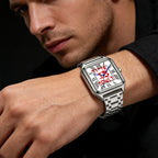 Montre homme carrée à cadran blanc Time is money, bracelet en acier, vue 2, King Watch