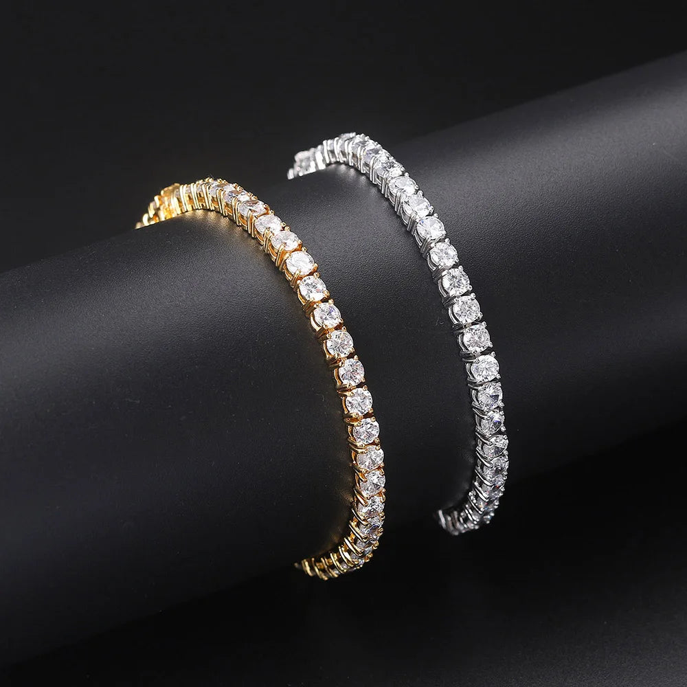 Bracelet tennis iced out, un rang de zircons sertis, vue 2, King Watch