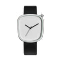 Montre carrée minimaliste aux angles arrondis, cadran sans chiffres, argenté, bracelet noir, King Watch