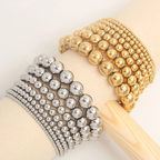 Stretch bracelet with stainless steel beads, view 2, King Watch